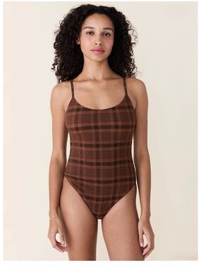 Andie Swim Long Torso Amalfi one piece in “sierra plaid”